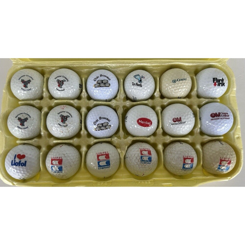 18 Vintage Logo Golf Balls Titleist Saratomer Hilton Head Henkel Liofol